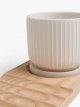 New bone china tabletop flower pots and boards, natural wood/white
