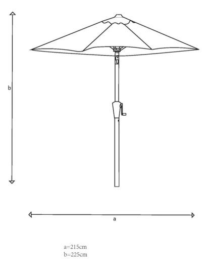 Wood-Effect Wind-Up Parasol, 2.2m