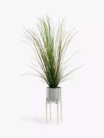 Indoor Stainless Steel Planter & Stand, Silver