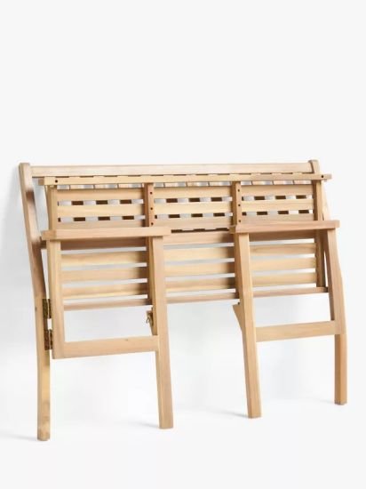 Acacia Wood Foldable 2-Seater Garden Bench, Natural